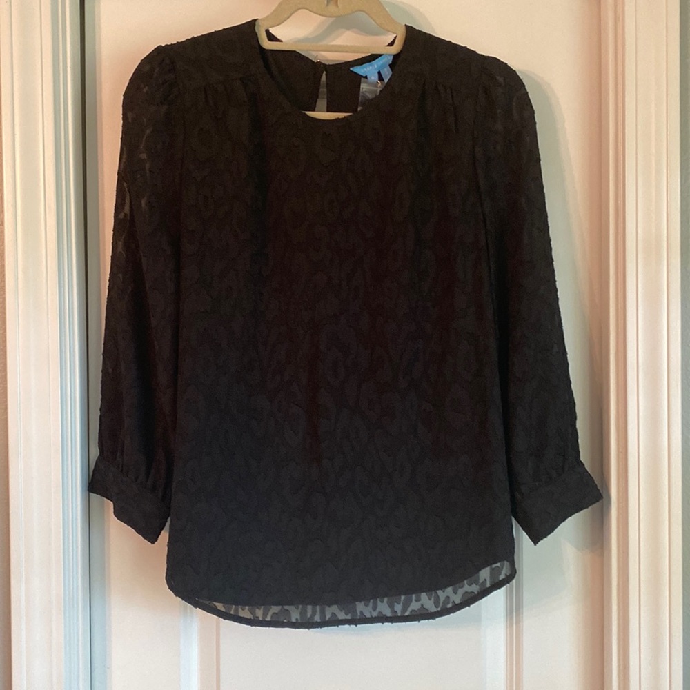 Draper James black jacquard long sleeve top